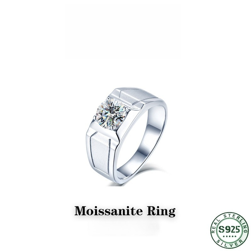 Moissanite Engagement Ring 1 Carat - Çok satan s925 ayar gümüş yüzük,