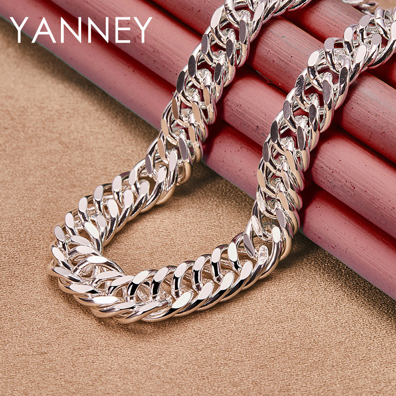 Cuban Link Chain 12Mm - 10MM 925 ayar gümüş 20/24 inç