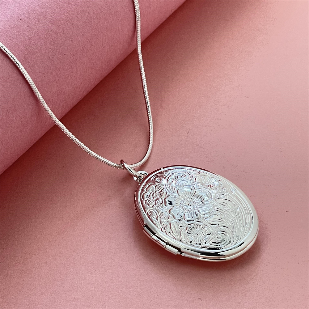 925 Sterling Silver Chain Necklace Men - 925 Gümüş Yılan Kolye Oval Fotoğraf