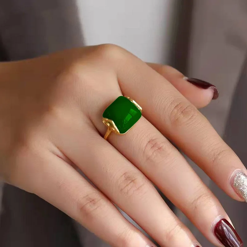 Rings - Doğal Hetian Yeşim Yüzük Moda Takı