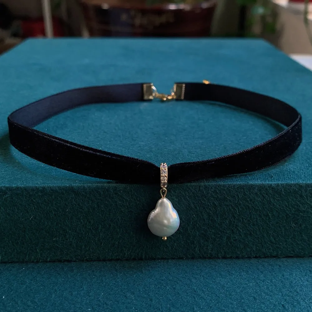 Siyah Kadife Kurdele Gerdanlık - Pearl Choker Necklace Vintage incelemesi ve fiyatı
