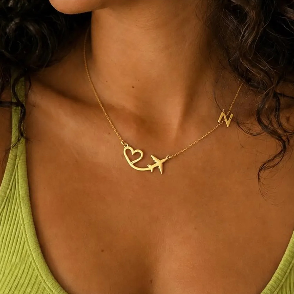 Kişiselleştirilmiş Kalp Uçak İ - Custom Name Necklace Stainless Steel incelemesi ve fiyatı