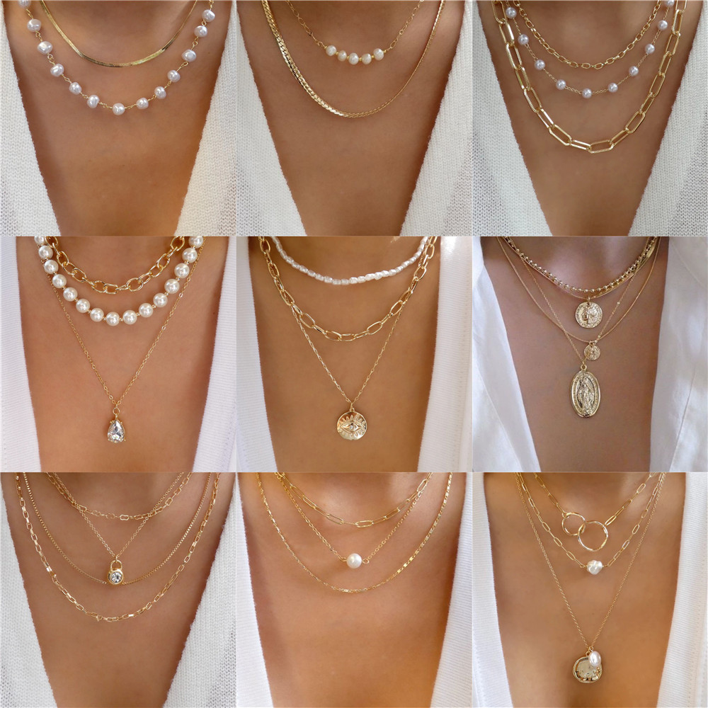 Kadınlar için Trendy altın-pla - Pearl Choker Necklace Vintage incelemesi ve fiyatı