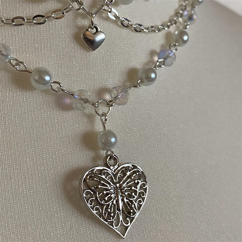 Kadınlar için kelebek kalp inc - Pearl Choker Necklace Vintage incelemesi ve fiyatı