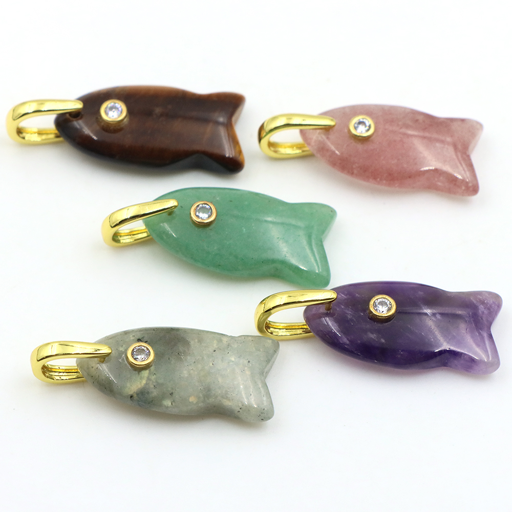 26mm Balık Şeklinde Doğal Taş  - Crystal Pendant Necklace Natural Stone incelemesi ve fiyatı