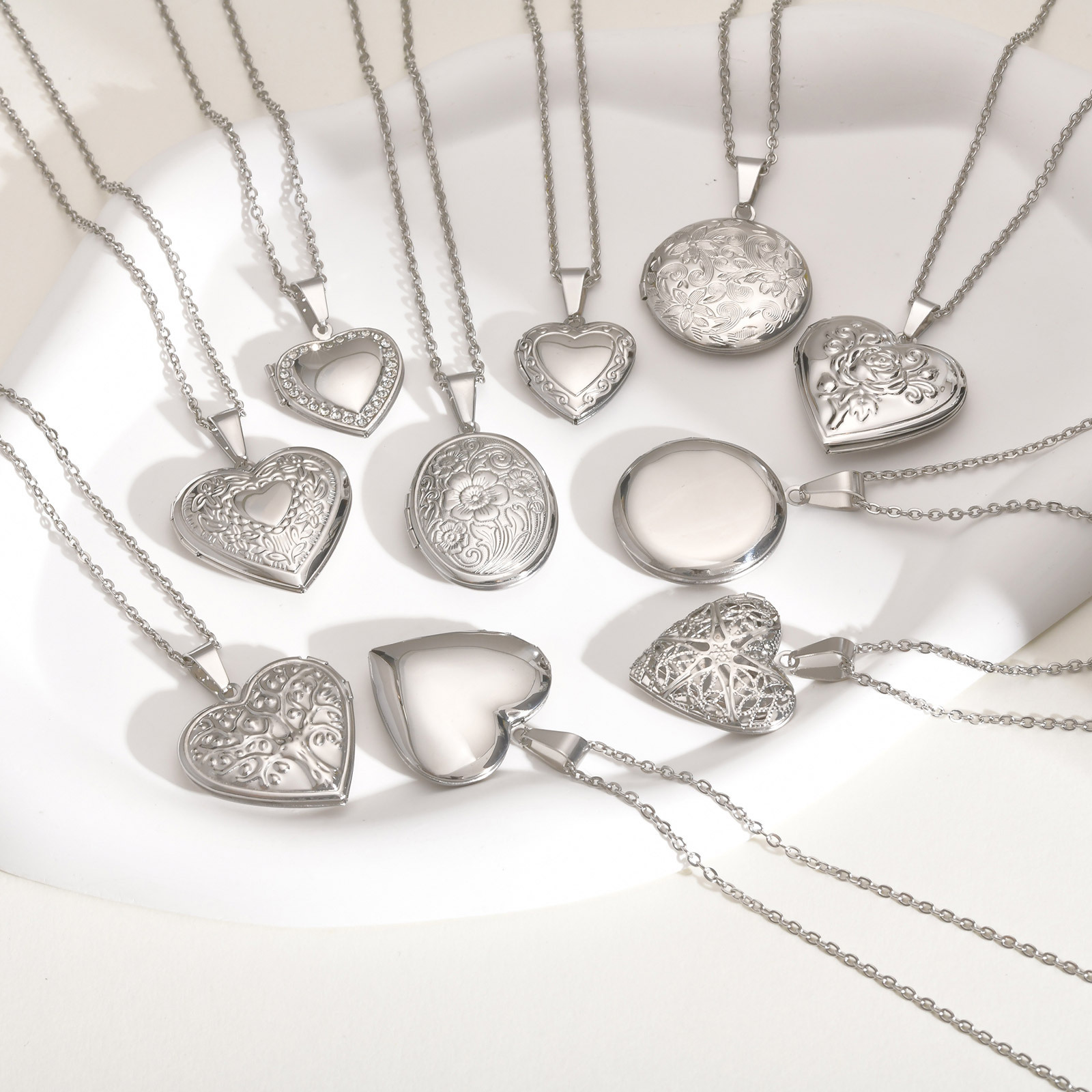 Vnox Asla Solmaz Gümüş Renk Pa - Heart Locket Necklace Photo incelemesi ve fiyatı